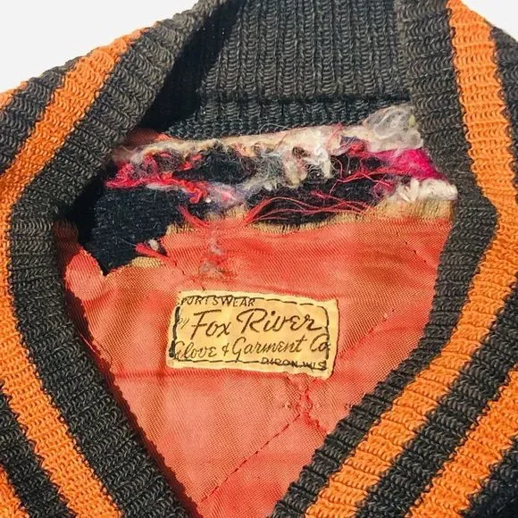 Vintage 50s Fox River Gloves Garment Co. Leather Letterman’s Varsity Jacket Coat - Picture 4 of 15
